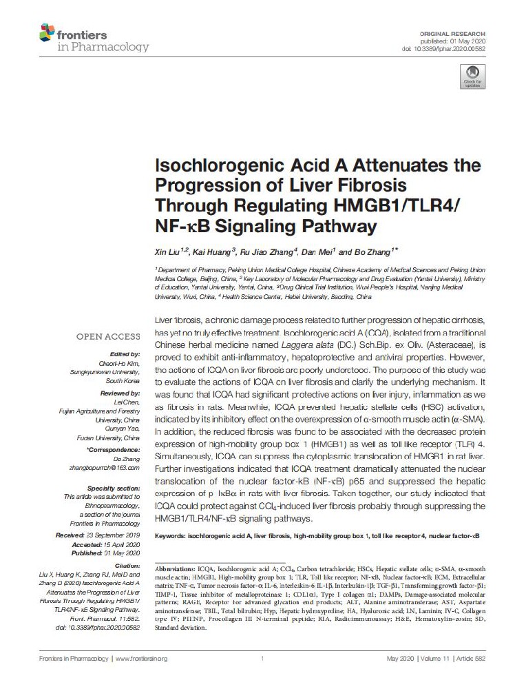 Isochlorogenic Acid A Attenuates the Progression of Liver Fibrosis Through Regulating HMGB1/TLR4/ NF-kB Signaling Pathway